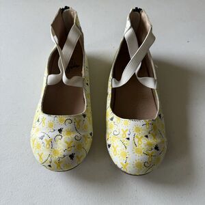 Monkey Feet Yellow Ribbon Cancer Awareness Bumblebee Shoes flats 6-7Y leather